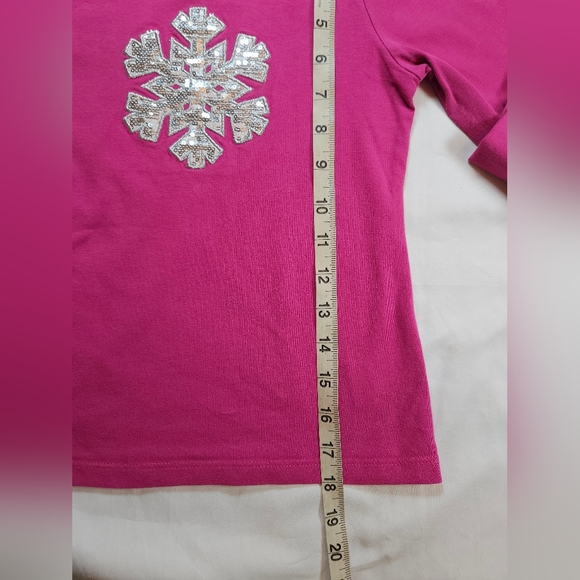 Jona Michelle Girls Pink Snowflake Long Sleeve Crewneck Top Size 7 - Picture 10 of 12